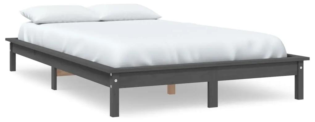 820563 vidaXL Cadru de pat, gri, 200x200 cm, lemn masiv de pin