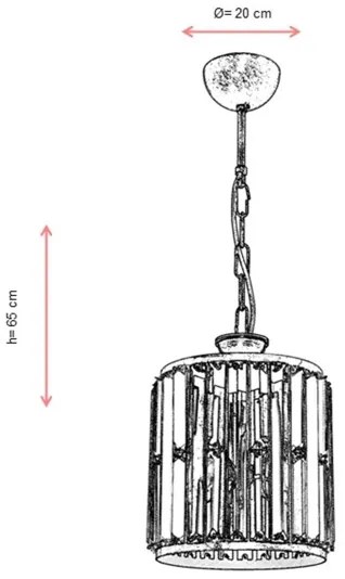 Candelabru pe lanț CRYSTALLINE, 1xE27/6W/230V, bronz