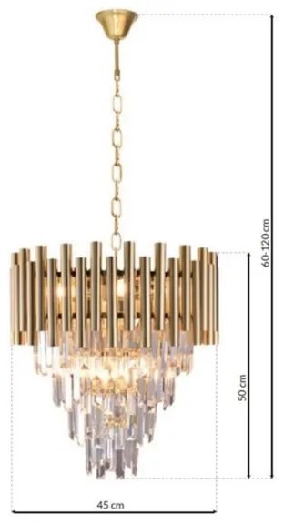 Lustră de cristal pe lanț MADISON 9xE14/40W/230V aurie