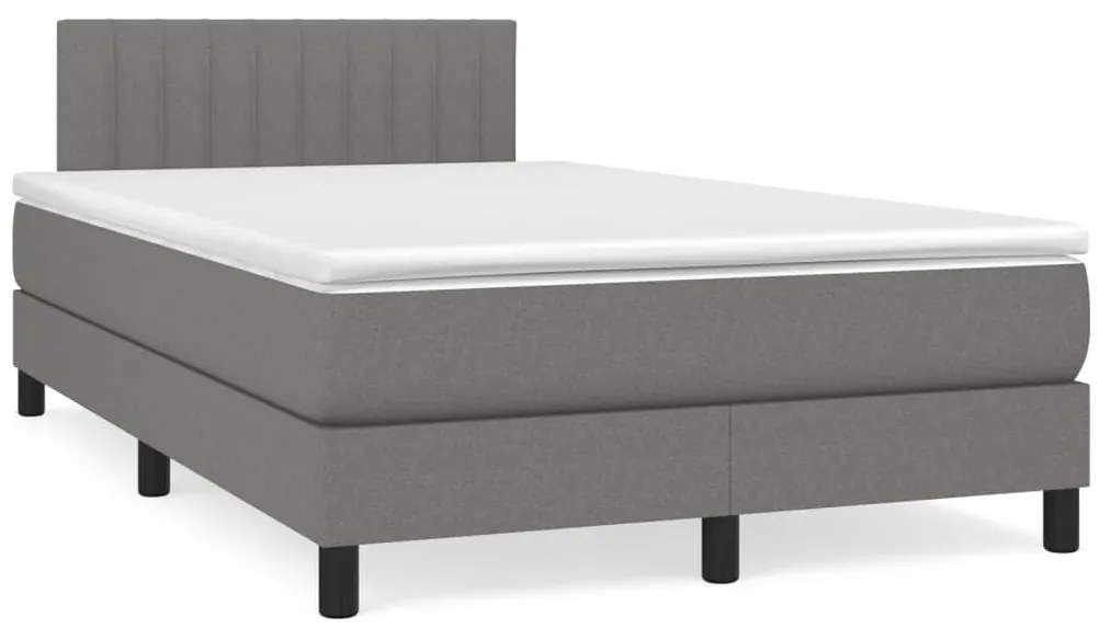 vidaXL Pat box spring cu saltea, gri închis, 120x190 cm, textil