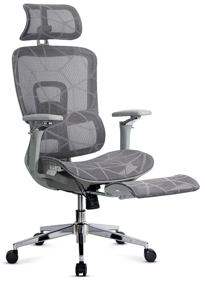 Scaun ergonomic pentru birou gri cu mesh și brațe reglabile 4D  SYYT 9520