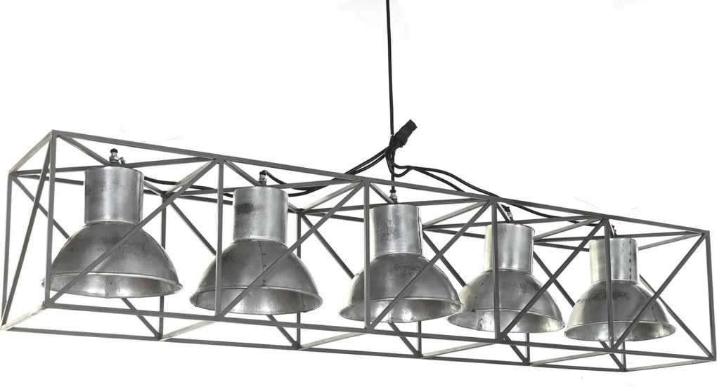 Lustră suspendată din metal, gri și negru, cu 5 brațe, 24 x 115 x 24 cm, „Charroux”