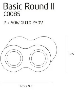 Plafoniera aplicata alba cu 2 spoturi, BASIC ROUND II WH C0085 MX