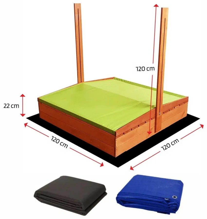 Vas de nisip închis, cu bănci și acoperiș gri de 120 x 120 cm