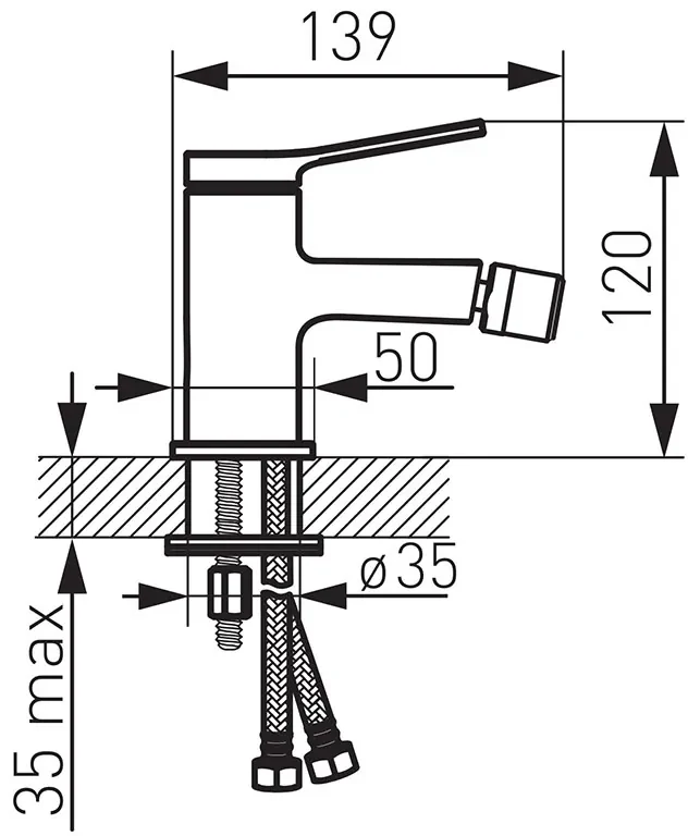 Baterie bideu cu ventil Ferro Stratos, Crom - BSC6