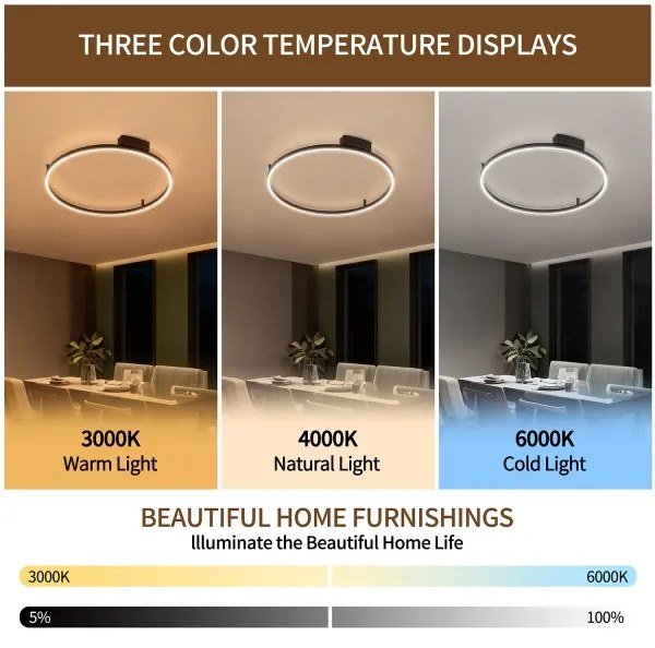 Brilagi - Corp de iluminat LED dimabil PORTOFINO LED/60W/230V diam. 80 cm negru + telecomandă