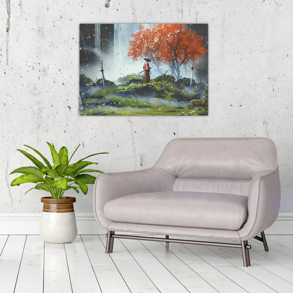Tablou pe sticlă - Ilustrație a Grădinii de săbii (70x50 cm)
