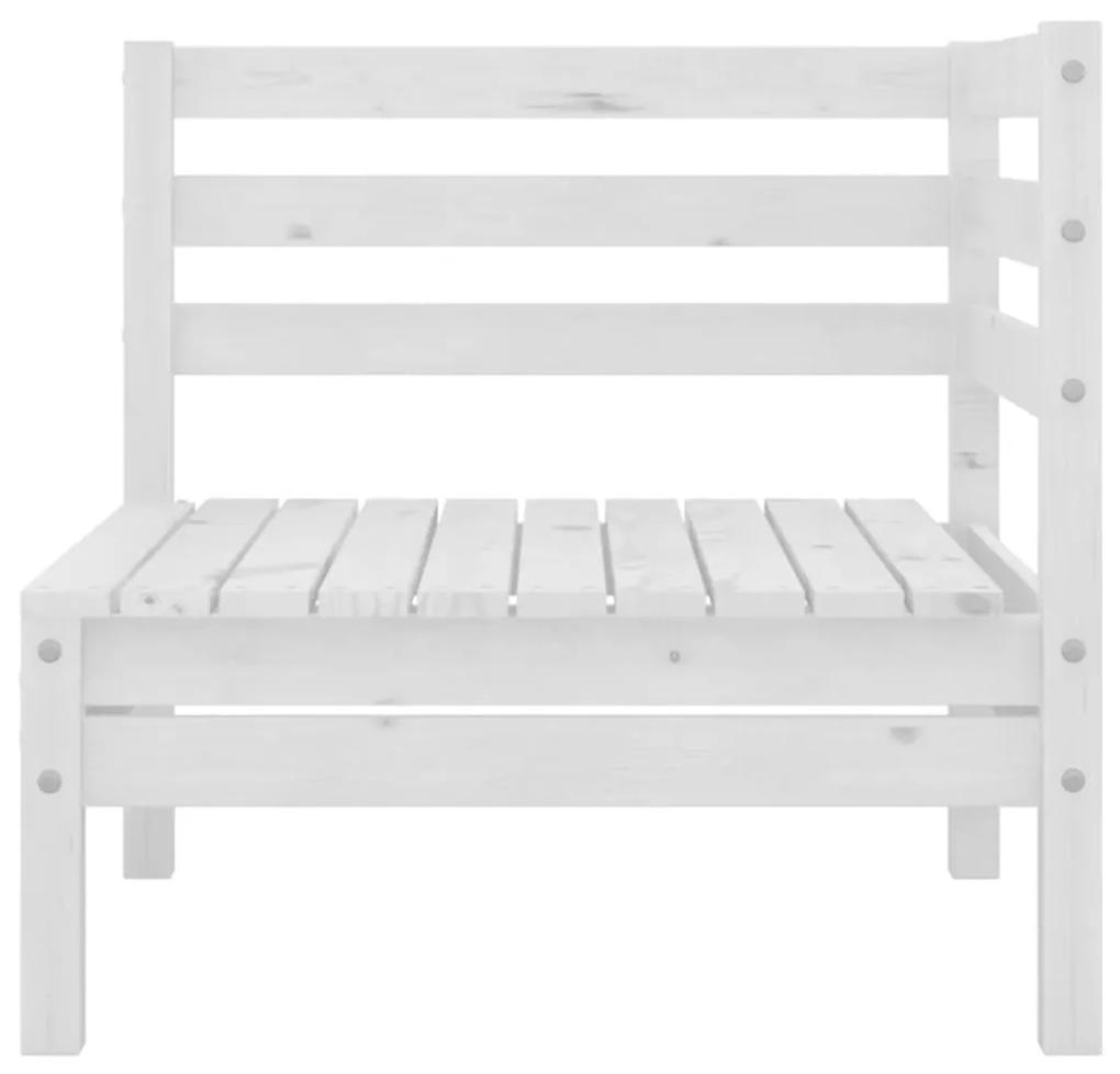 Canapele de colt pentru gradina, 2 buc., alb, lemn masiv pin Alb, Canapea de colt (2 buc.), 1