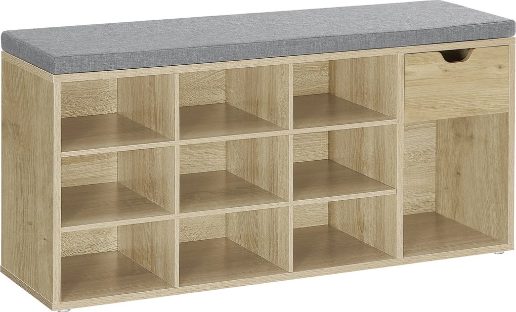 Pantofar cu banca cu sezut gri si sertar TAYLOR ARTISAN 104x30x48 cm, alb