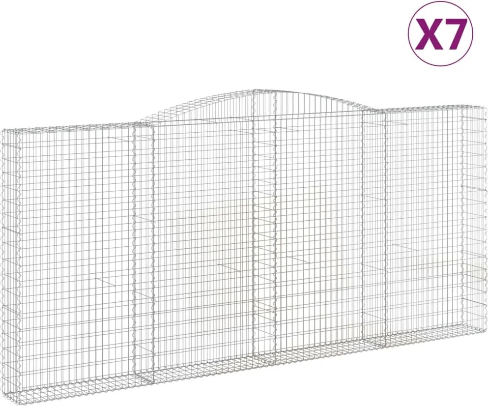 vidaXL Coșuri gabion arcuite 7 buc, 400x30x180/200 cm, fier galvanizat