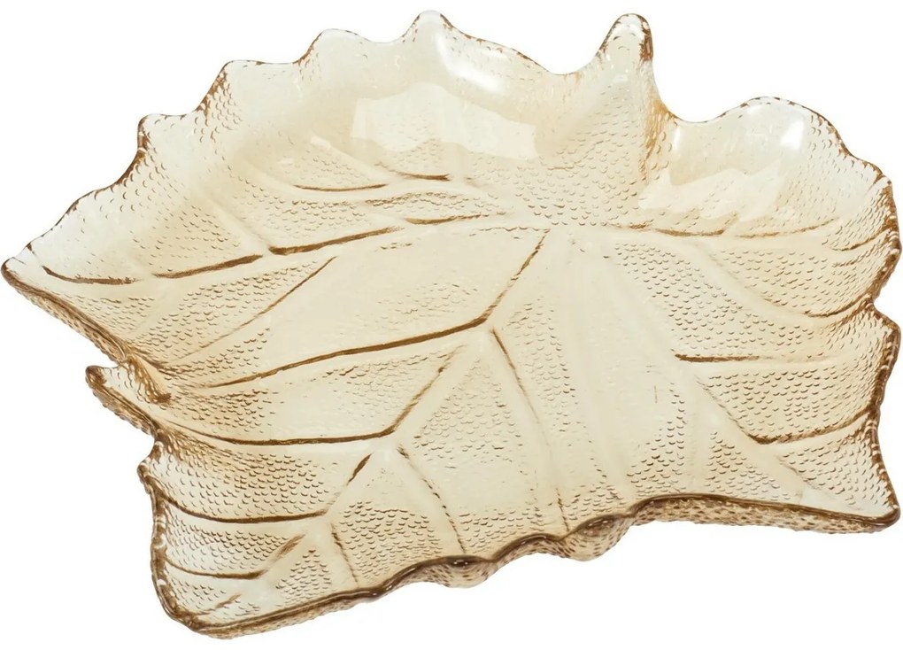 Tavă de sticlă Frunză 26,3 × 25,5 × 4 cm, bej
