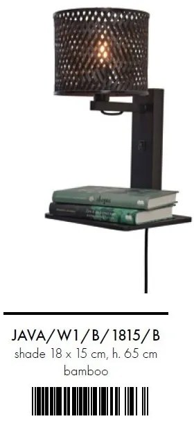 Aplica de perete eco din bambus cu polita Java shelf bl./18x15, bl