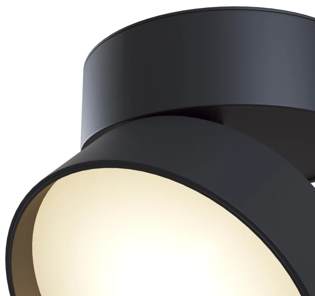 Spot LED aplicat design modern Onda 4000K negru 12cm