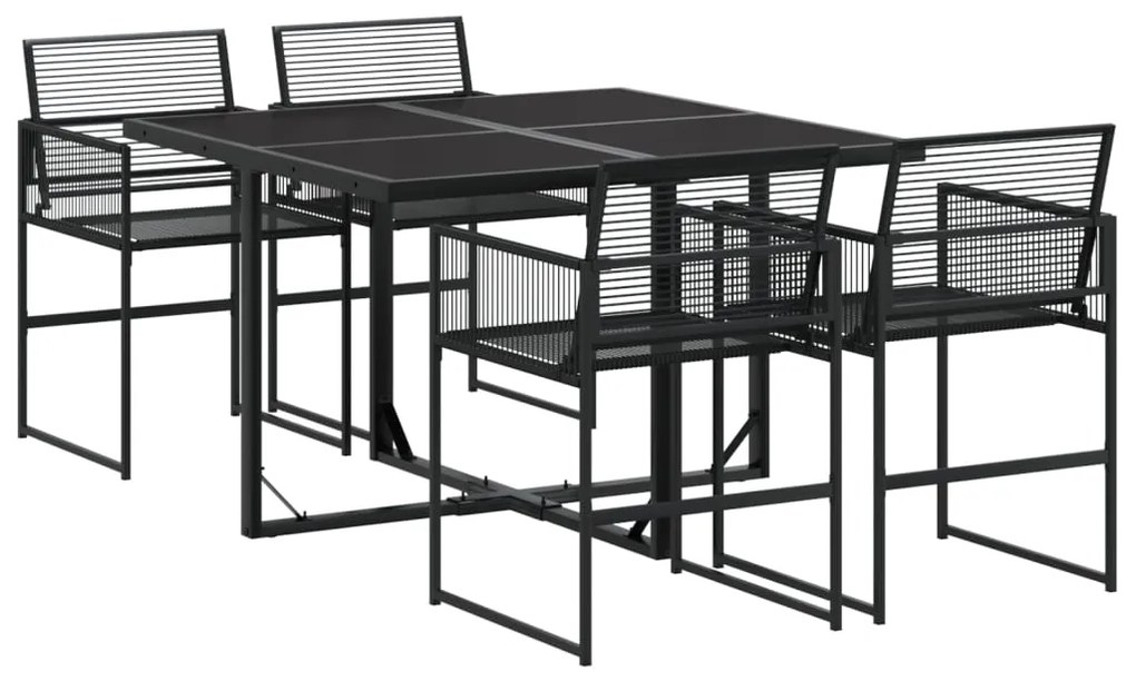 3295033 vidaXL Set mobilier de grădină, 5 piese, negru, poliratan