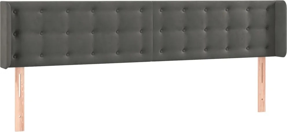 vidaXL Tăblie de pat cu aripioare gri închis 163x16x78/88 cm catifea