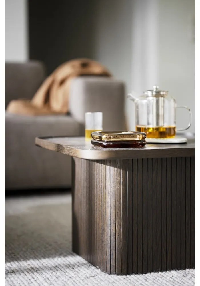 Măsuță de cafea maro închis cu aspect de lemn de stejar ø 80 cm Sullivan – Rowico