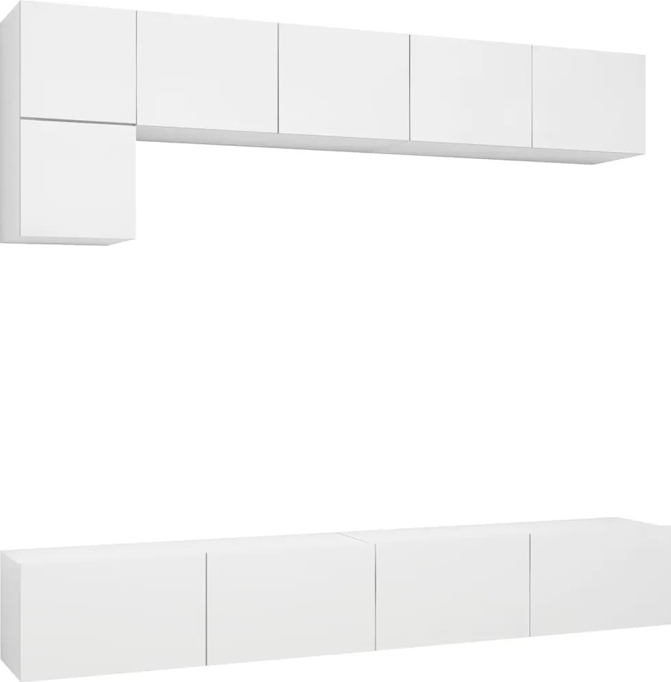 vidaXL Set dulapuri TV, 5 piese, alb, lemn prelucrat