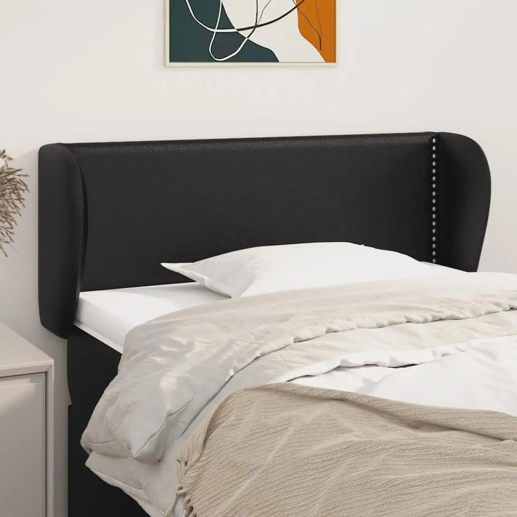 Tablie de pat cu aripioare negru 103x23x78 88cm piele ecologica 1, Negru, 103 x 23 x 78 88 cm