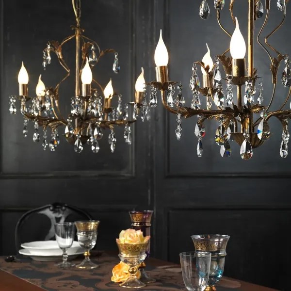 Lustră pe lanț TERESA 5xE14/6W/230V bronz ONLI