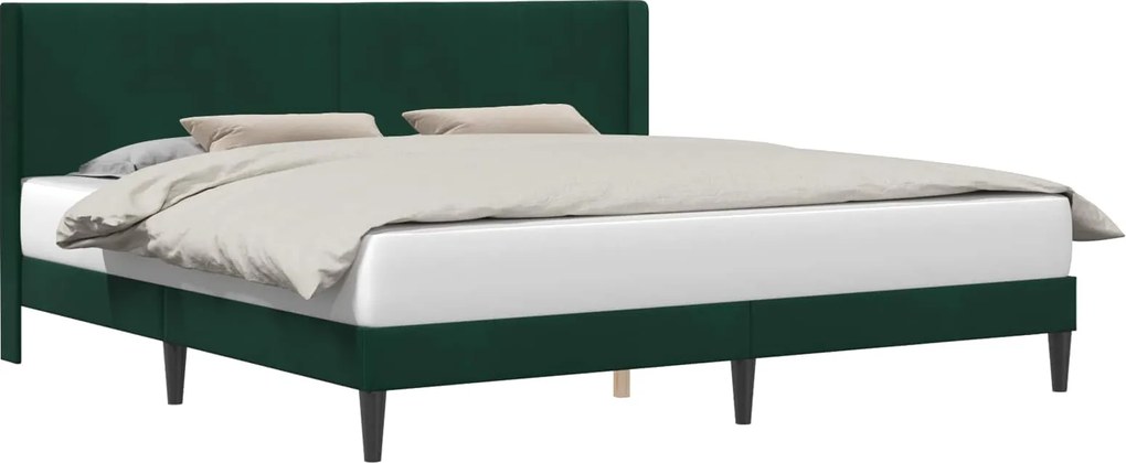 vidaXL Cadru de pat cu headboard Verde închis 180 x 200 cm Catifea