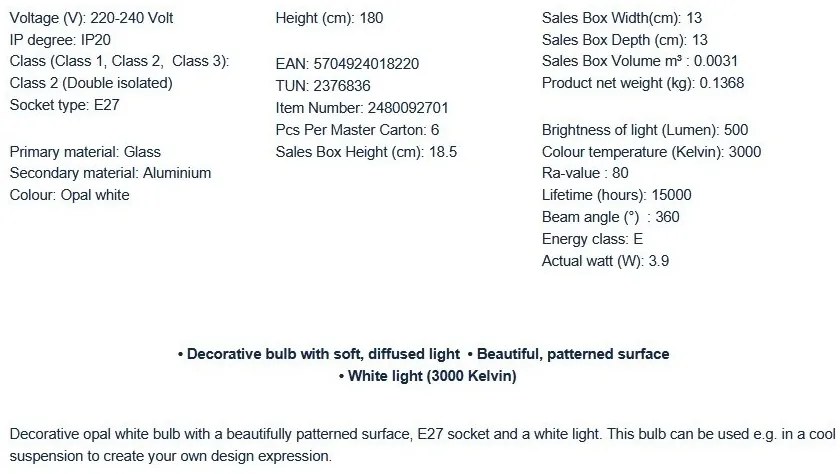 Bec decorativ Deco E27 G125