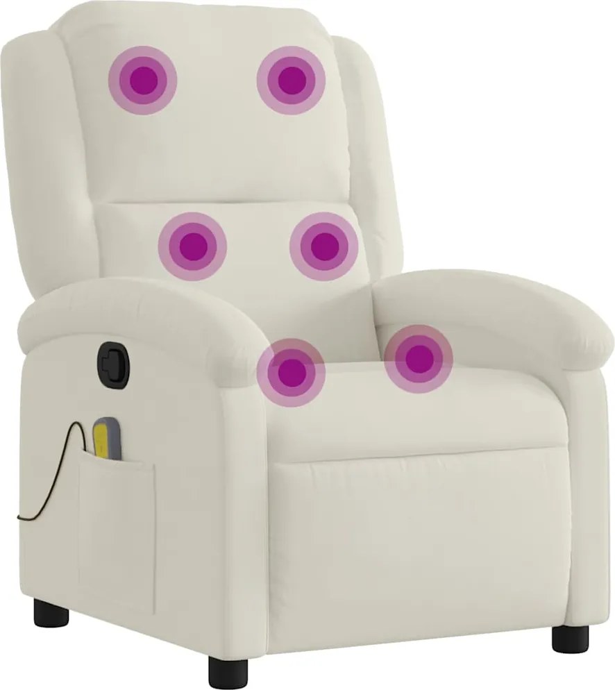 vidaXL Fotoliu de masaj rabatabil, crem, catifea