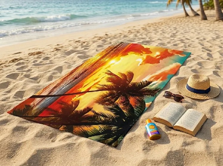 Prosop XXL de plaja cu uscare rapida AURORIA colorat 150 x 210 cm, 100% microfibra