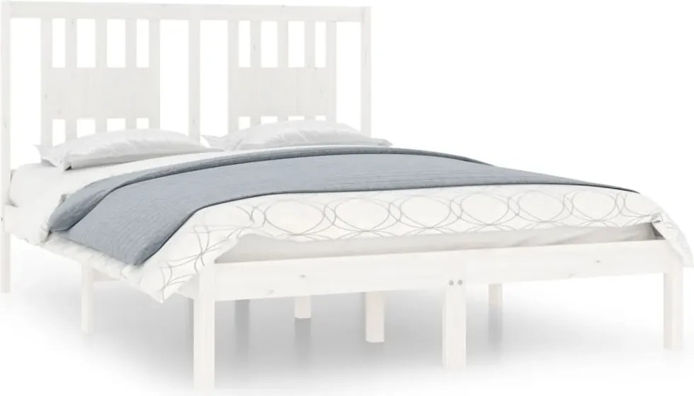 vidaXL Cadru de pat, alb, 140x190 cm, lemn masiv de pin