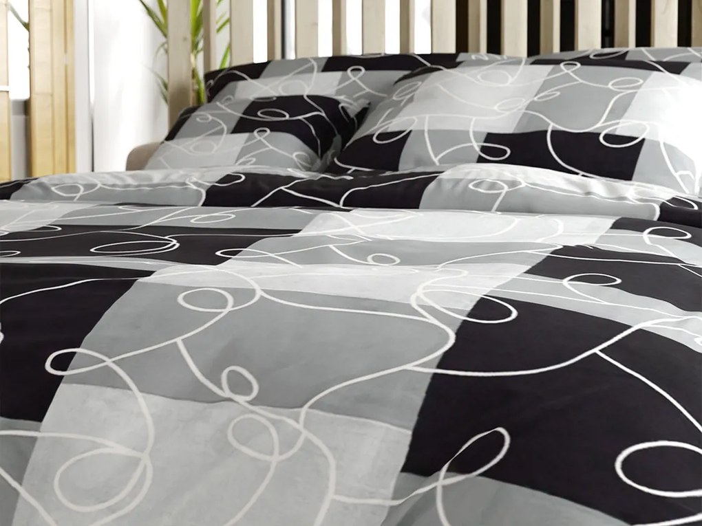 Lenjerie de pat din bumbac SQUARES BLEND gri Dimensiune lenjerie de pat: 70 x 90 cm | 140 x 200 cm