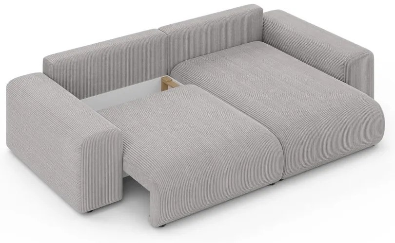 Colțar gri deschis extensibil/cu spațiu de depozitare cu tapițerie din catifea reiată (cu colț variabil) Luma – Ropez