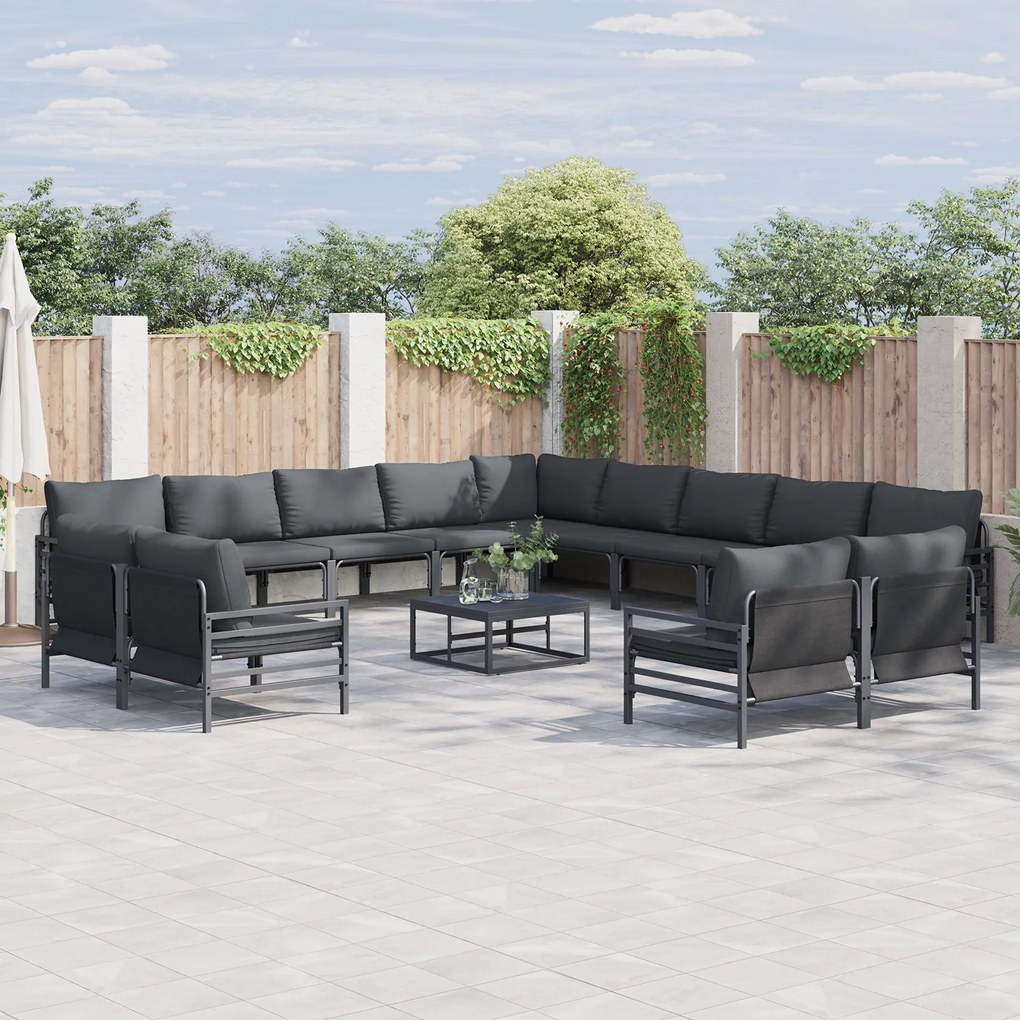 vidaXL Set de canapele pentru grădină 14 pcs Antracit Oțel