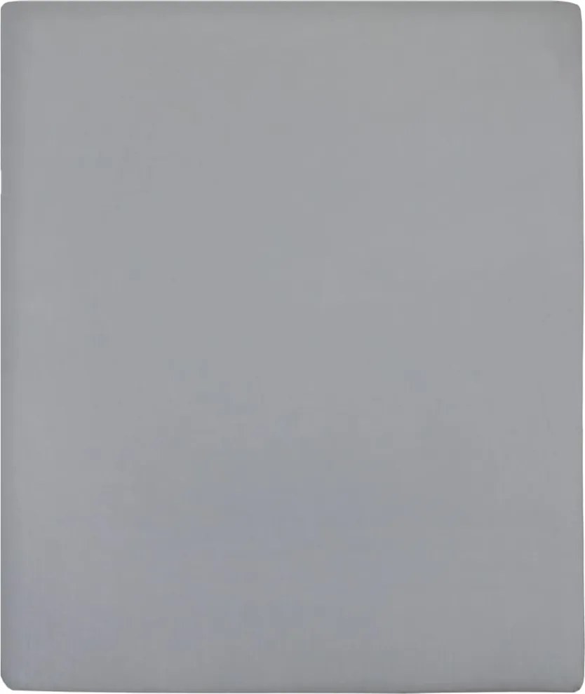 vidaXL Cearșaf de pat cu elastic, 2 buc., gri, 160x200 cm, bumbac