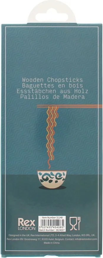 Set de bețe chinezești în culoare naturală din lemn 5 buc. Delicate – Rex London