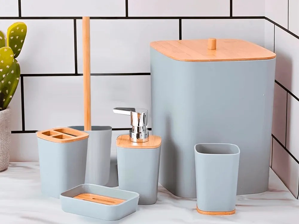 Set de baie din plastic BATHINO 6 piese - mai multe culori Culoare: Gri