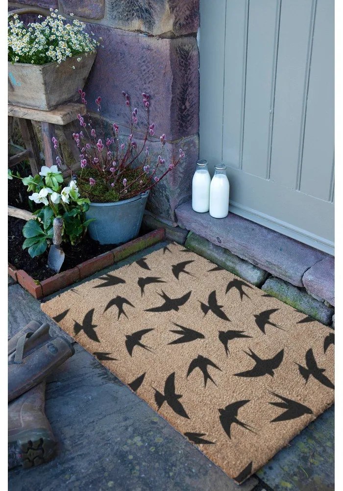 Covoraș de intrare din fibre de nucă de cocos 60x90 cm Swallows – Artsy Doormats