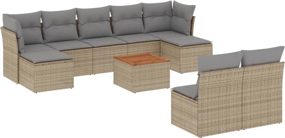vidaXL Set canapele de grădină cu perne, 10 piese, bej, poliratan