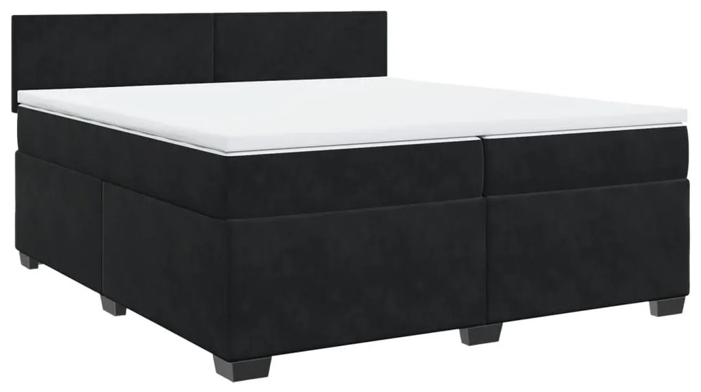 3286398 vidaXL Pat box spring cu saltea, negru, 200x200 cm, catifea