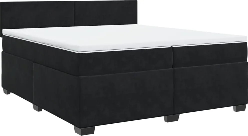 vidaXL Pat box spring cu saltea, negru, 200x200 cm, catifea