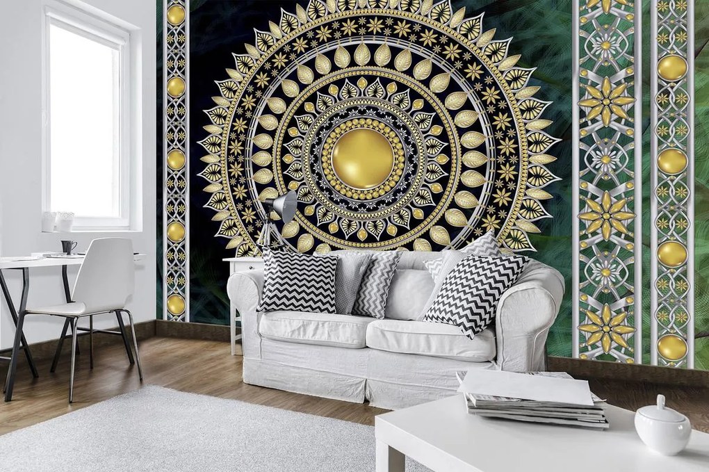 Fototapet - Mandala în verde (254x184 cm)