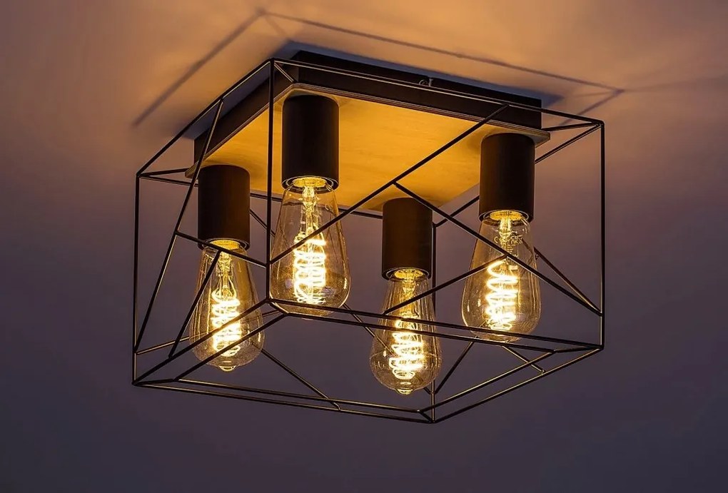 Plafoniera 4L design industrial Boire negru