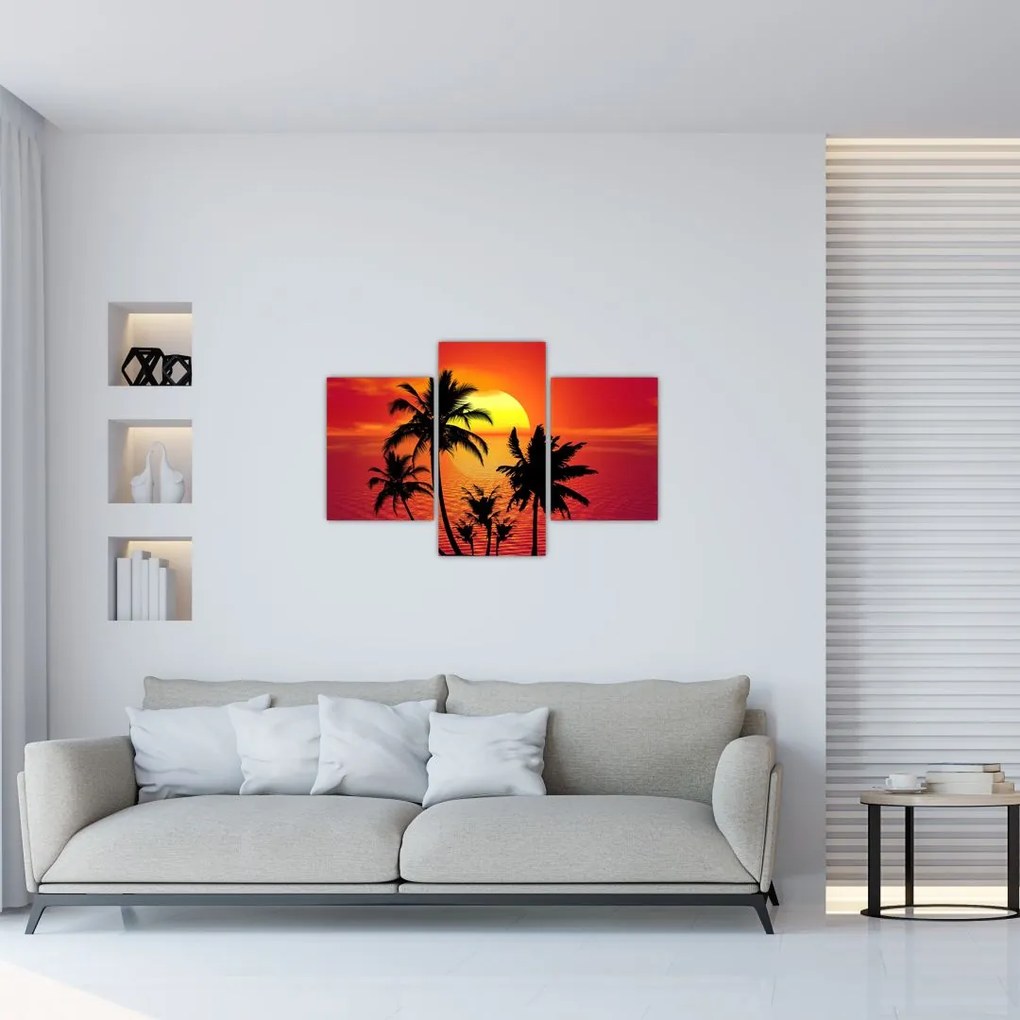 Tablou - Silueta insulei cu palmieri (90x60 cm)
