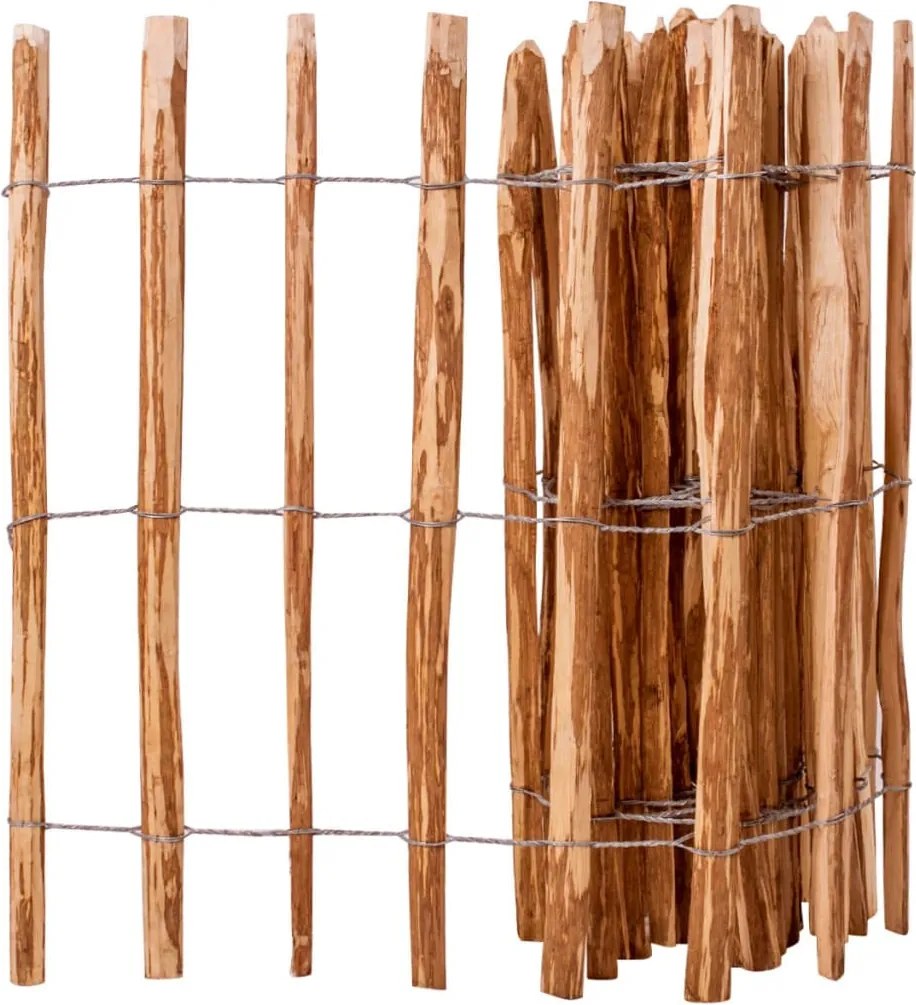 vidaXL Gard din șipci, 90 x 500 cm, lemn de alun