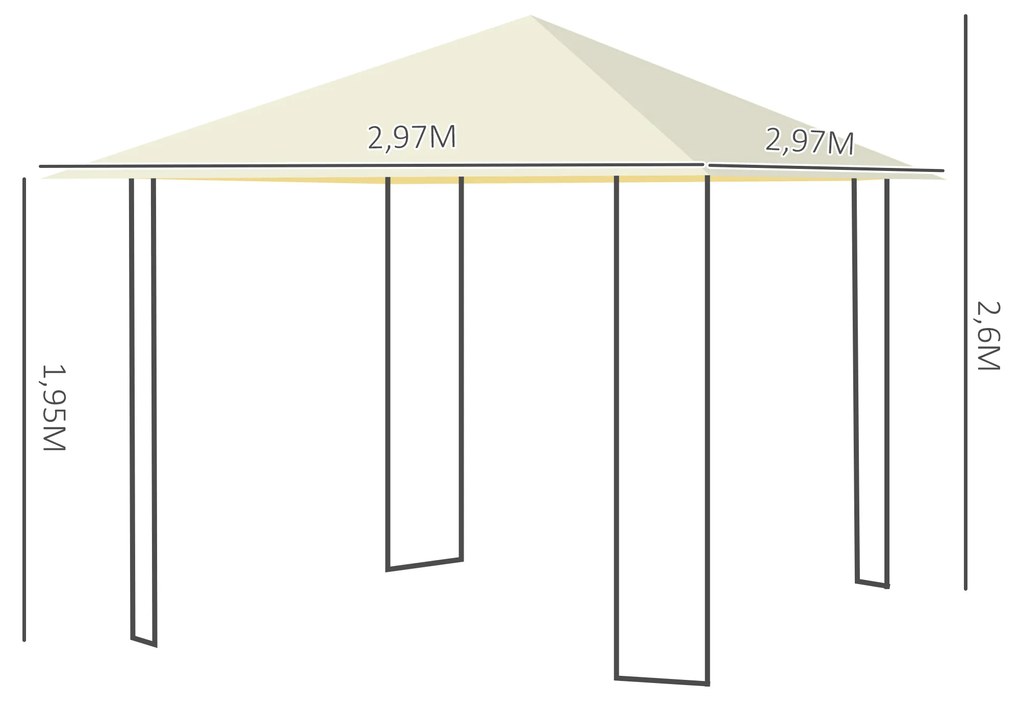 Pavilion Gazebo pentru Grădină Outsunny Alb din Metal 3x3m | Aosom Romania