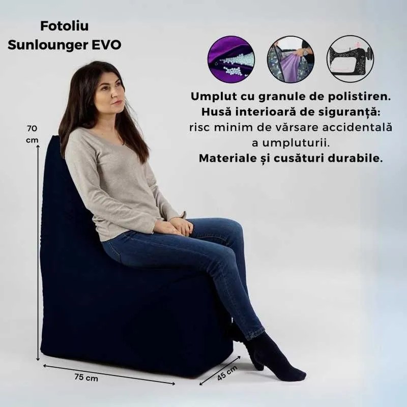 Fotoliu tip Scaun Sunlounger EVO, Material impermeabil - Alb