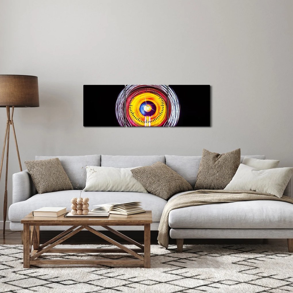 Tablou cu lumini în cerc (cu ceas) (90x30 cm)