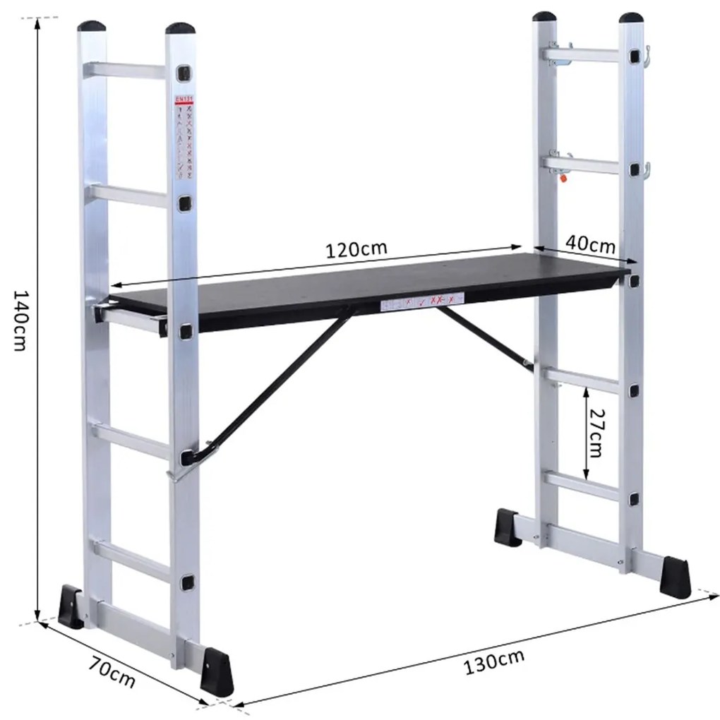 Schela cu scara dubla aluminiu  5 trepte 3 moduri utilizare 140 cm