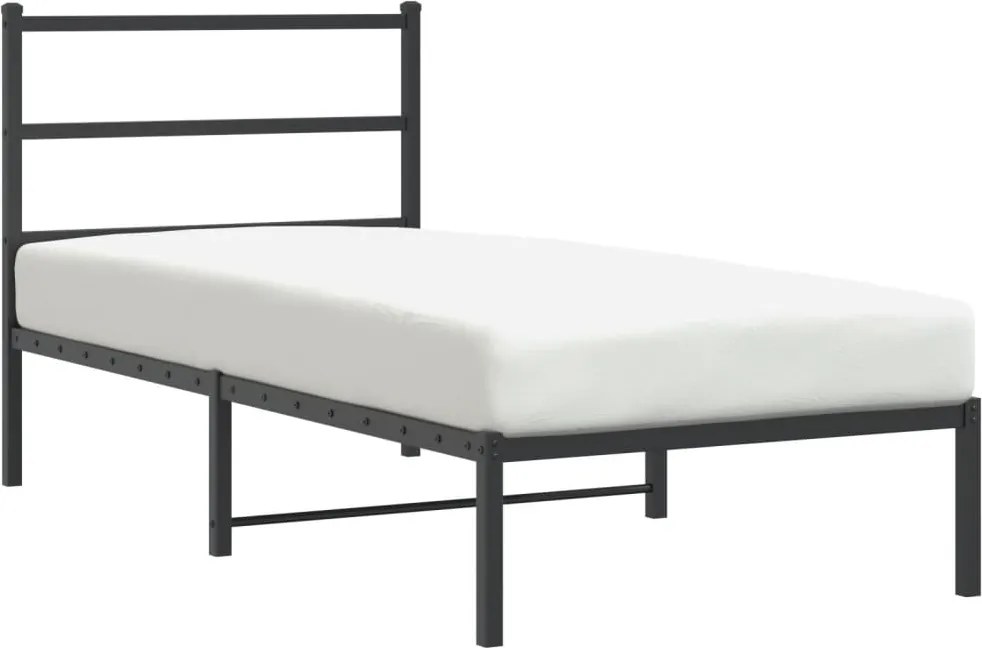 vidaXL Cadru pat metalic cu tăblie, negru, 90x200 cm