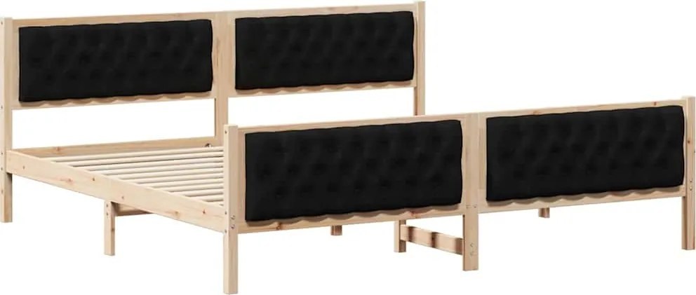vidaXL Cadru de pat cu headboard Negru 200 x 200 cm Lemn de pin masiv
