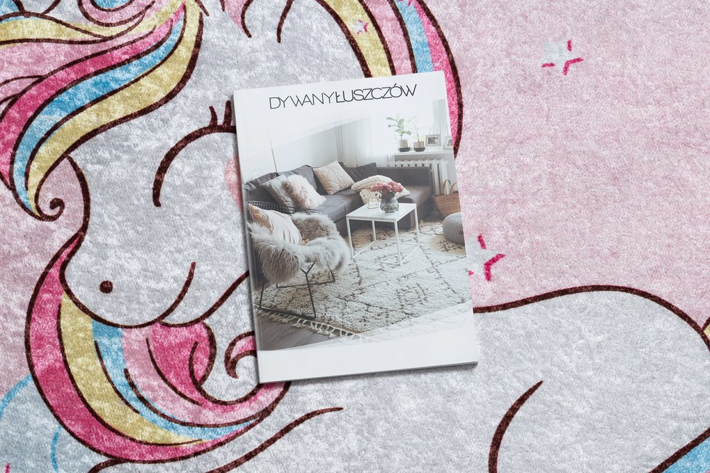 JUNIOR 51855.804 covor lavabil Inorog, nori pentru copii anti-alunecare - roz - SECUNDAR-COTATI PRODUSUL