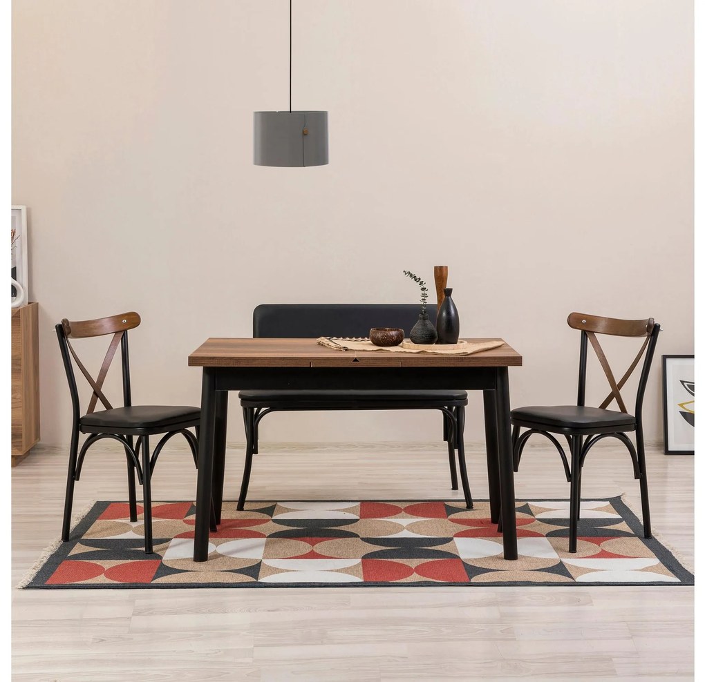 Set mobilier sufragerie Duvasa 22 (negru) (pentru 4 persoane). 1093793